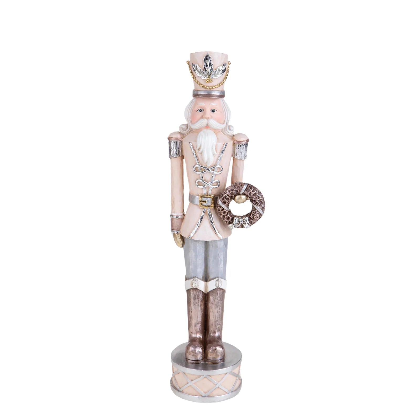 Statuetta soldato schiaccianoci con corona in resina 38 cm
