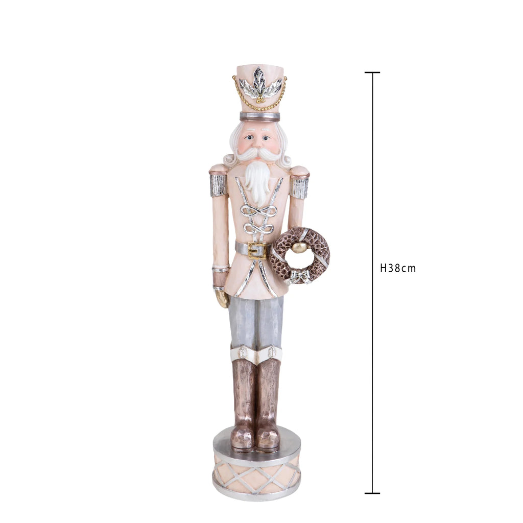 Statuetta soldato schiaccianoci con corona in resina 38 cm