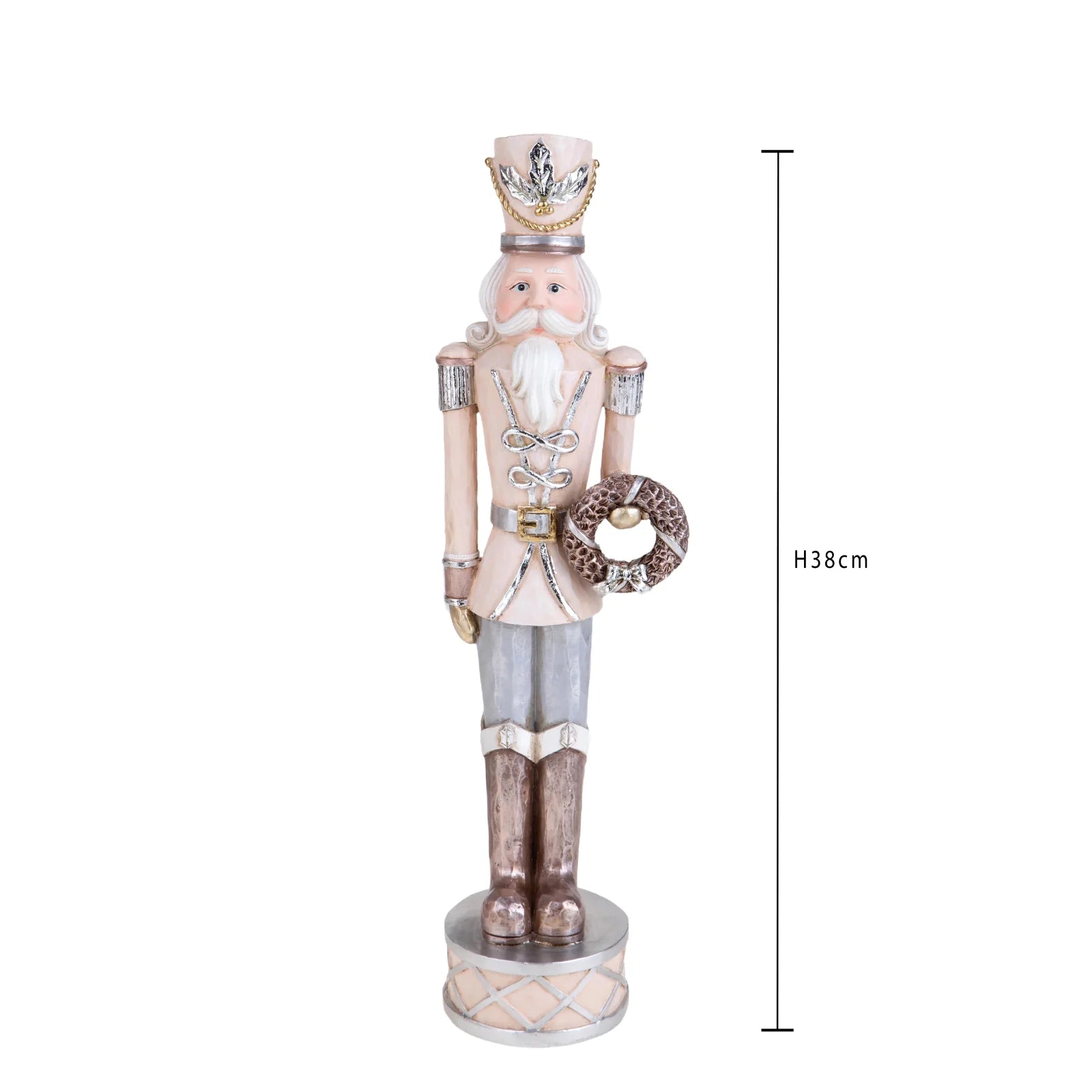 Statuetta soldato schiaccianoci con corona in resina 38 cm