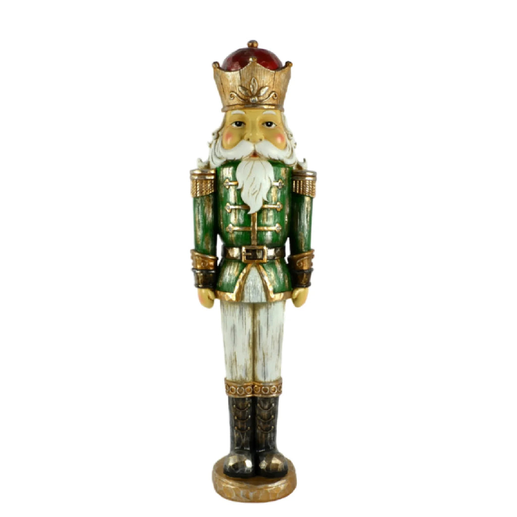 Soldatino schiaccianoci natalizio in poliresina con luci a batteria 69 cm