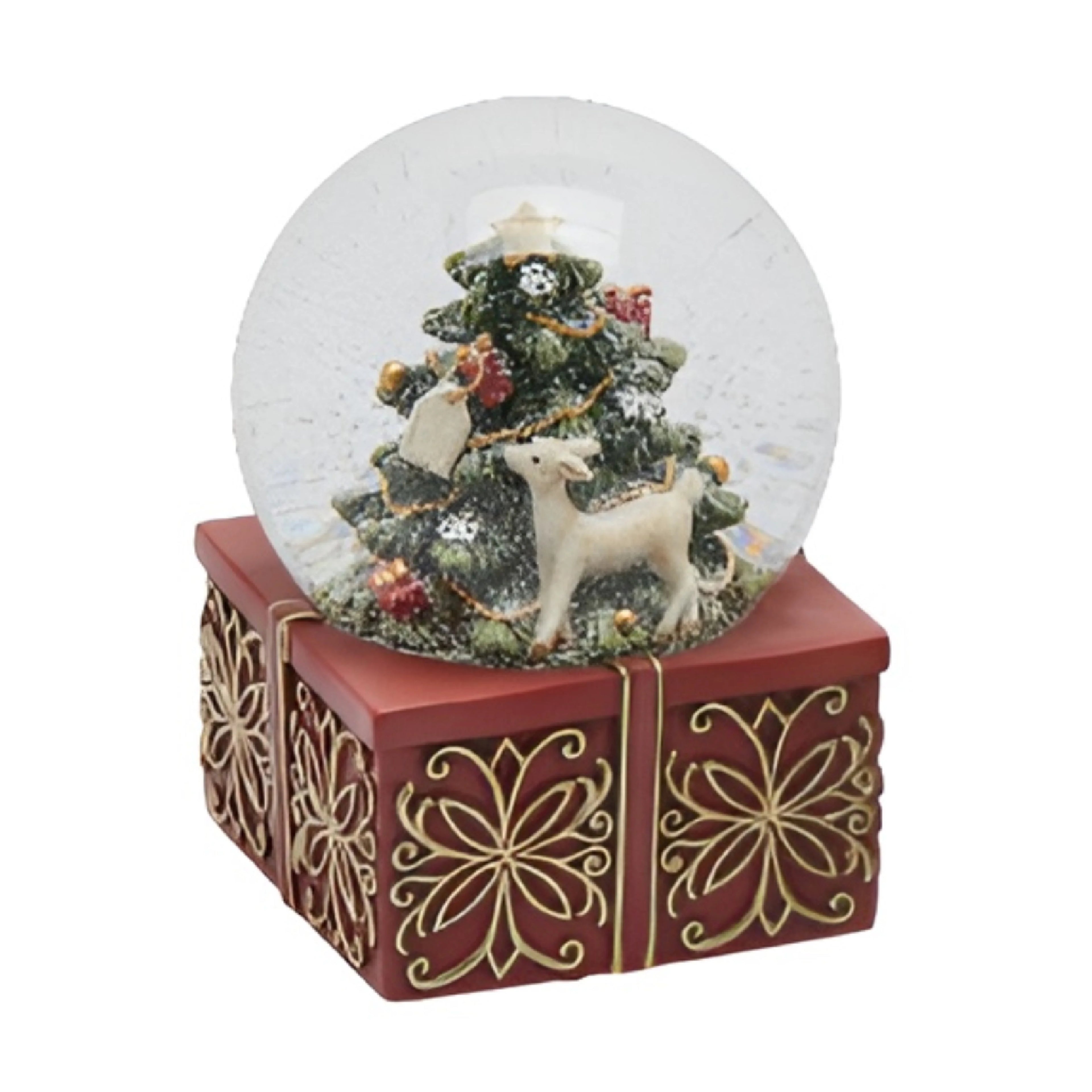 Carillon con sfera d'acqua con Babbo Natale e Renna h  14,5 cm