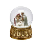 Sfera d'acqua con natività in preghiera e carillon h 14,5 cm