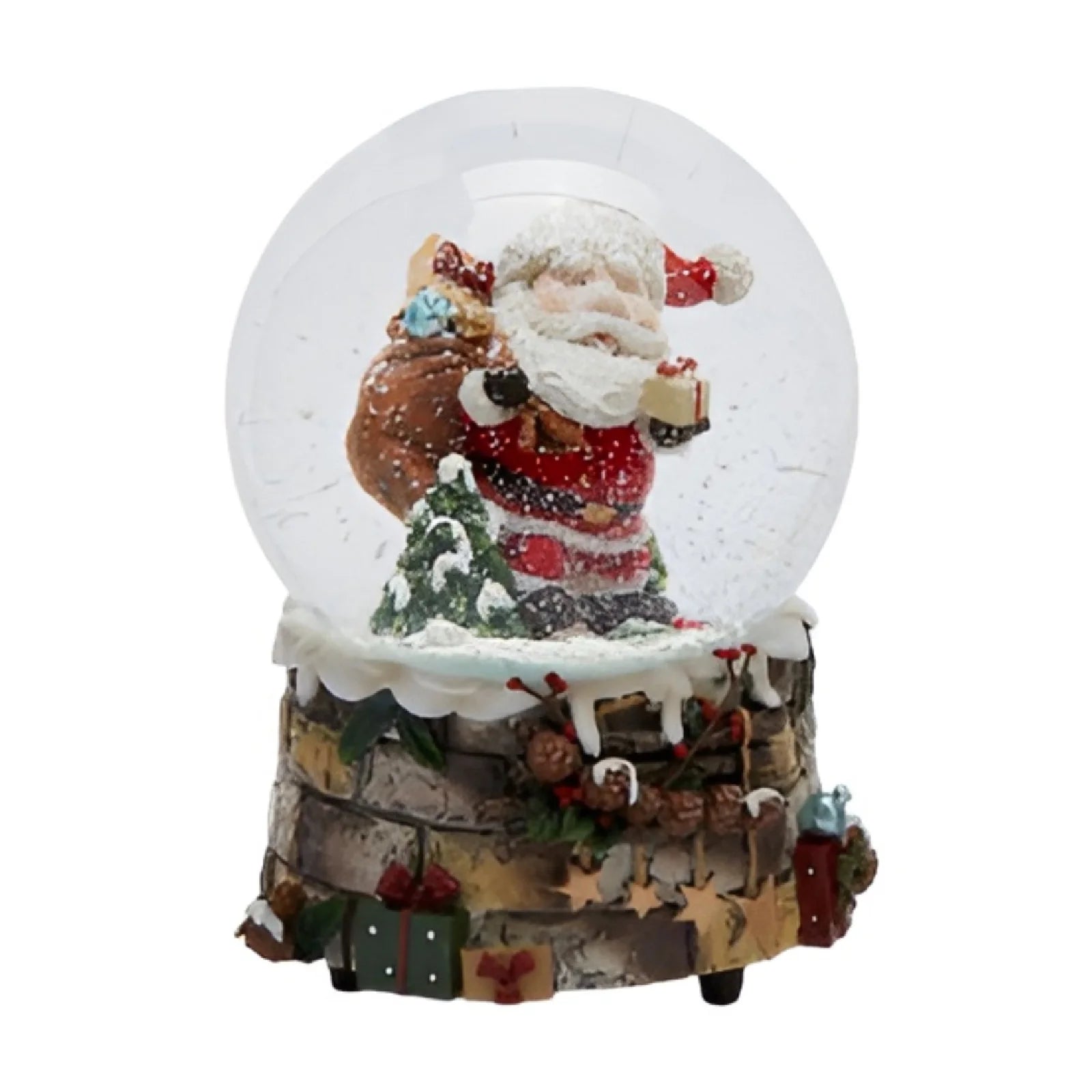 Sfera d'acqua con Babbo Natale  con sacco e carillon