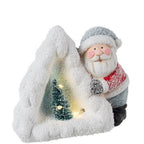 Babbo natale con pino e led in ceramica decorazioni natalizie