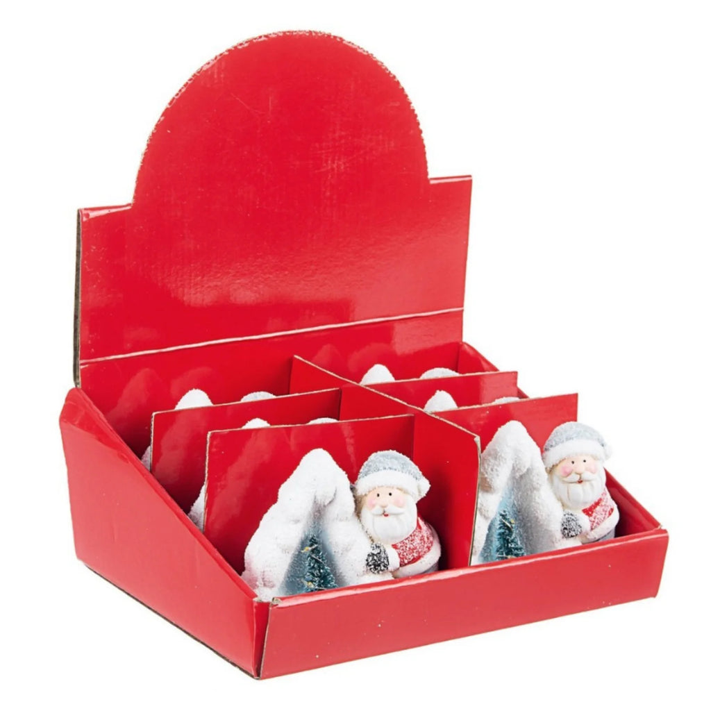 Babbo natale con pino e led in ceramica decorazioni natalizie