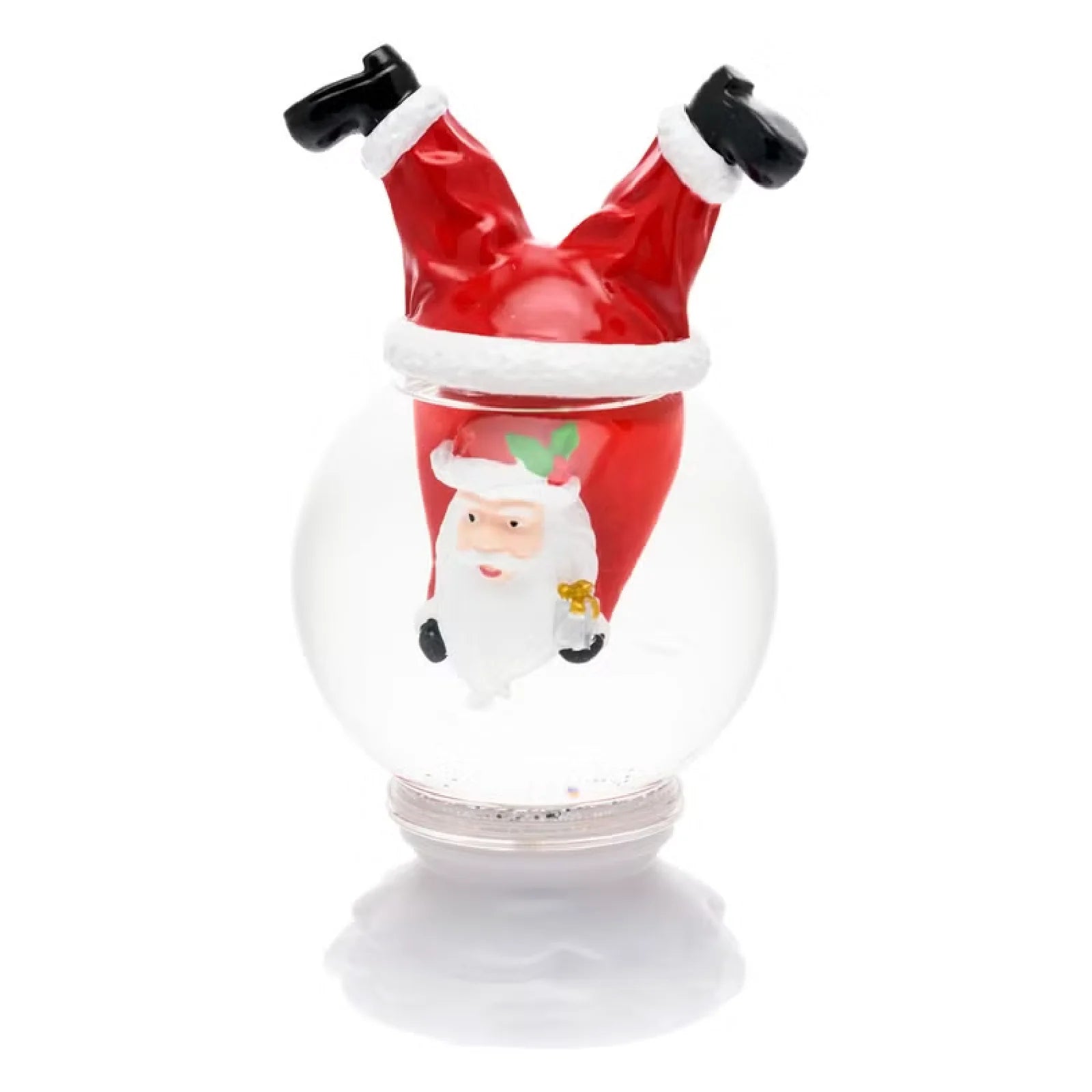 Sfera con Babbo Natale capovolto, led RGB cambiacolore