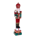 Statuetta soldato schiaccianoci con pacchi in resina h 51 cm