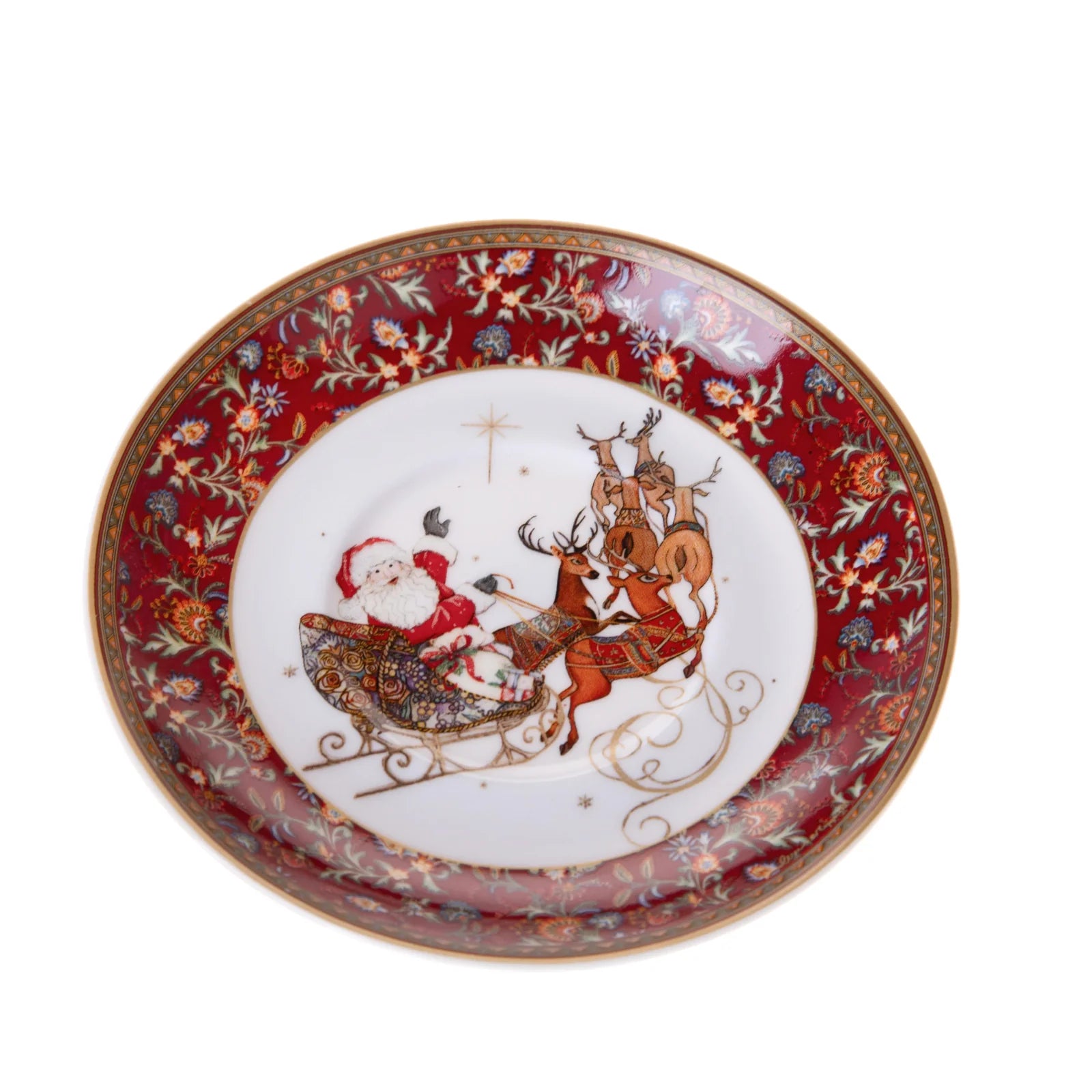 Set da 2 Tazze e piatti con disegnino Babbo Natale