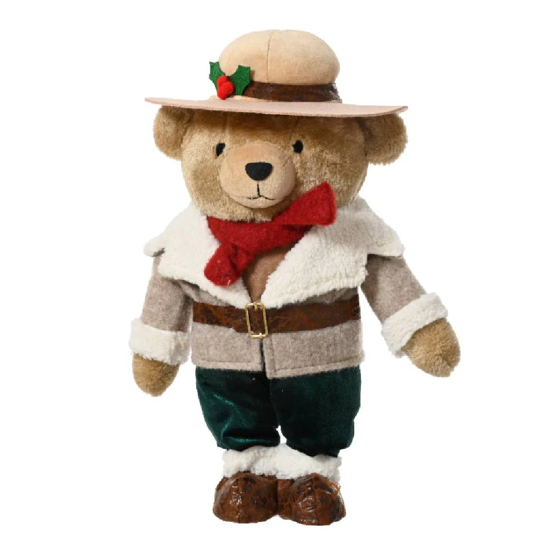 Orsacchiotto country con cappotto beige e cappello in poliestere da 31 cm