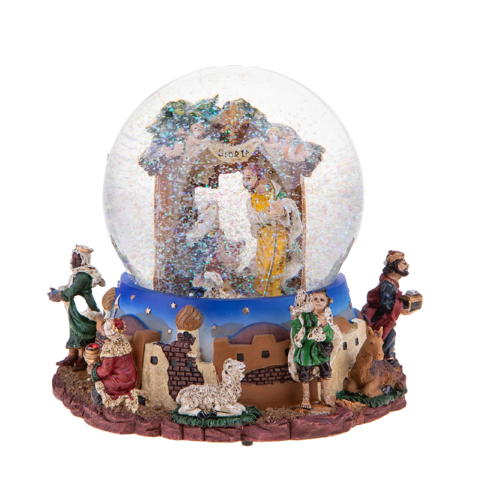 Sfera carillon con natività  h 16,50 cm