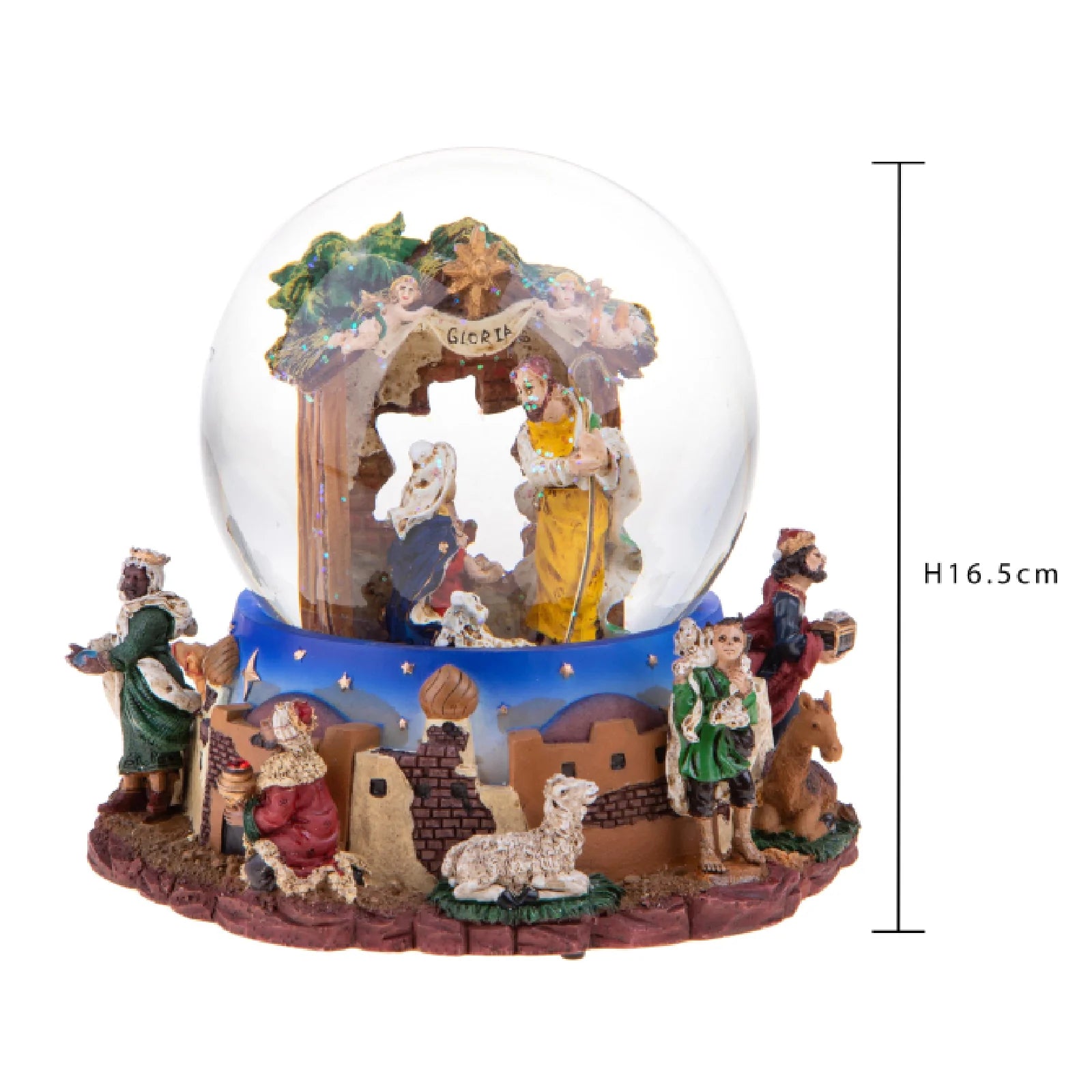 Sfera carillon con natività  h 16,50 cm