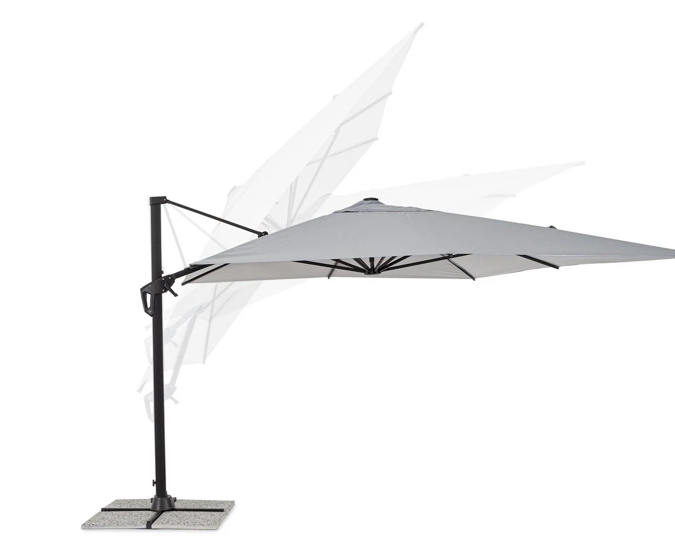 Ombrellone a sospensione VEGA con palo in alluminio e telo grigio 3×4