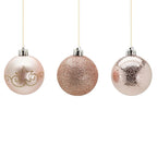 Set 3 Palline per albero di natale in PVC rosa da Ø 6 cm pendaglio decorato