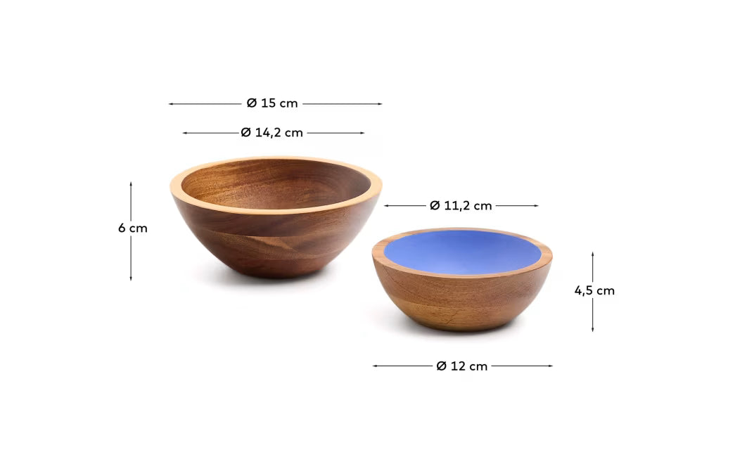 Set di 2 ciotole Zairin in legno di acacia FSC 100%