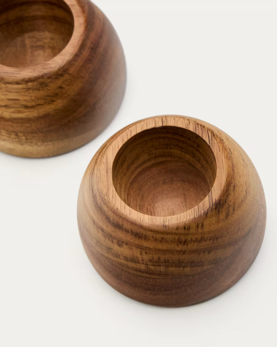 Set di 2 portauovo Nukha in legno di acacia FSC 100%