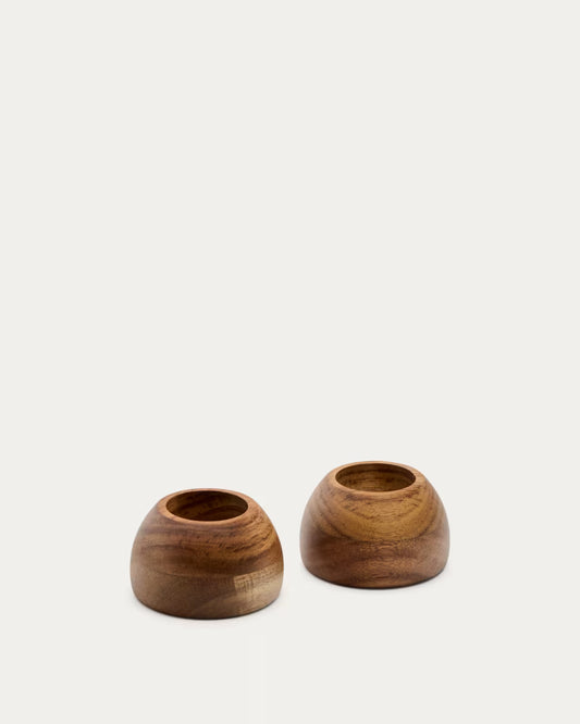 Set di 2 portauovo Nukha in legno di acacia FSC 100%