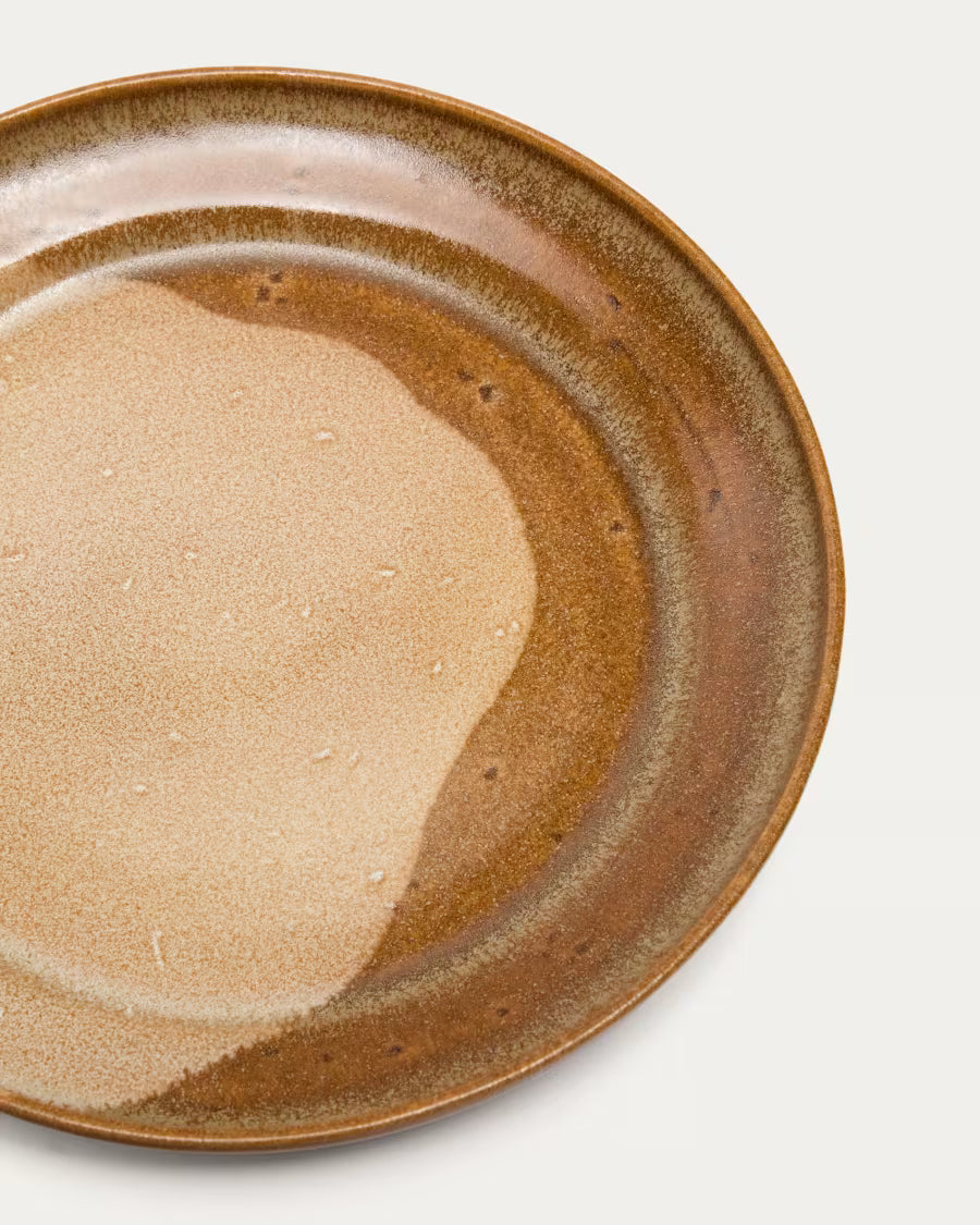 Piatto piano Nagoli in ceramica marrone