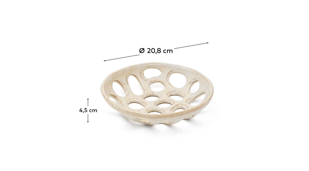 Portafrutta piccolo Zunel in ceramica beige
