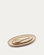 Set Zunel di 2 piatti e 1 cucchiaio in ceramica beige