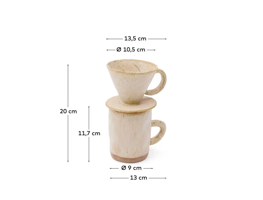 Set Zunel tazza da caffè con filtro a goccia in ceramica beige