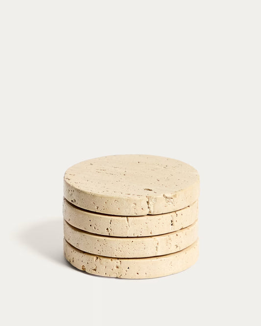 Set di 4 sottobicchieri Zera in marmo beige