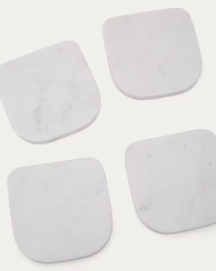 Set di 4 sottobicchieri Zera in marmo bianco