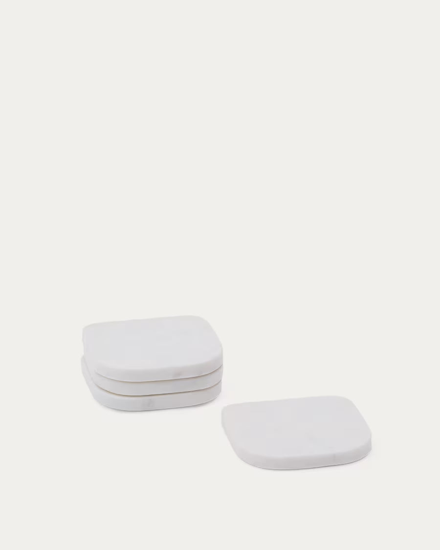 Set di 4 sottobicchieri Zera in marmo bianco