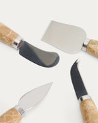 Set di 4 coltelli da formaggio Adoma in marmo beige e acciaio inox