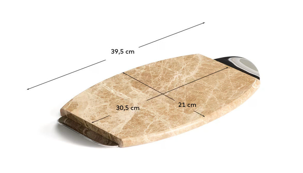 Tavola da servizio Adoma in marmo beige e metallo 39,5 cm