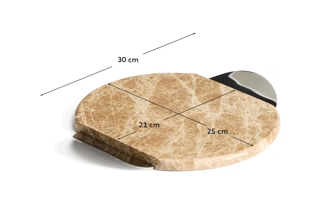 Tavola da servizio Adoma in marmo beige e metallo