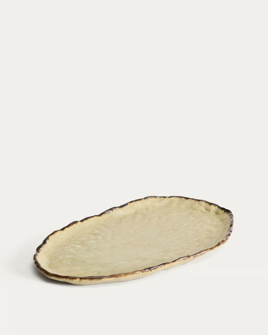 Vassoio Abela in ceramica marrone
