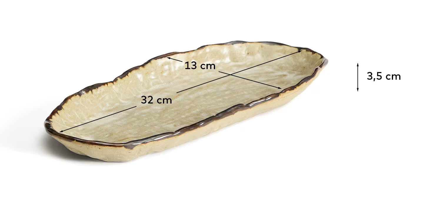 Vassoio Abela in ceramica marrone 13x32