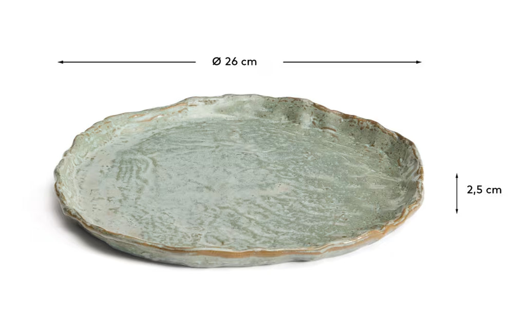 Piatto piano Alenia in ceramica marrone