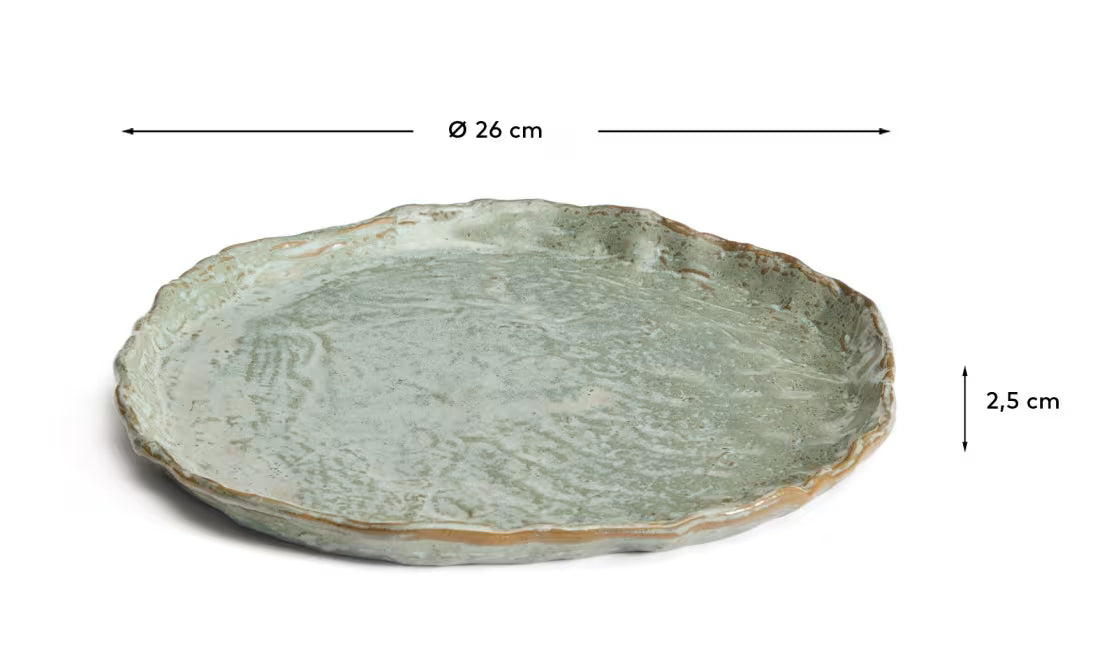 Piatto piano Alenia in ceramica marrone