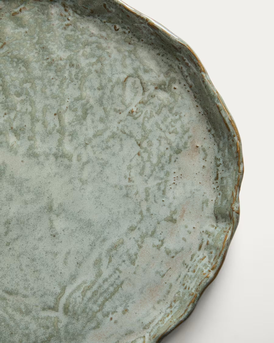 Piatto piano Alenia in ceramica marrone