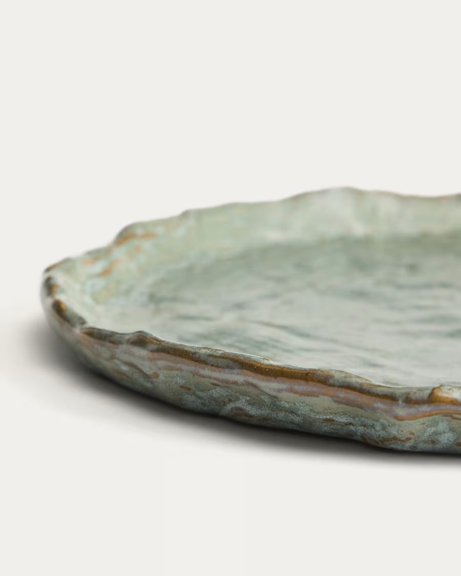 Piatto piano Alenia in ceramica marrone