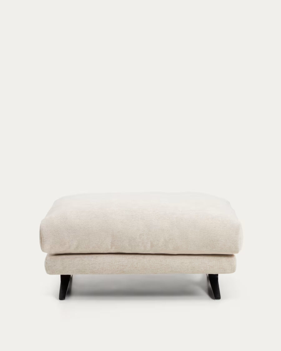 Poggiapiedi Veliro beige in ciniglia con gambe in acciaio finitura nera 85 x 90 cm FSC Mix Credit