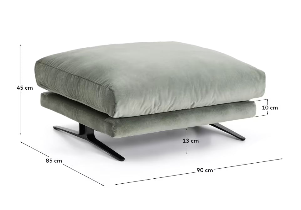 Poggiapiedi Veliro in velluto verde con gambe in acciaio finitura nera 85 x 90 cm FSC Mix Credit