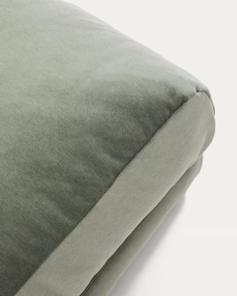 Poggiapiedi Veliro in velluto verde con gambe in acciaio finitura nera 85 x 90 cm FSC Mix Credit