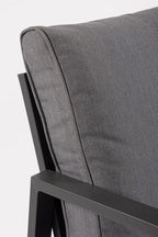 Set salotto HILDE con 1 divano, 2 poltroncine e 1 tavolino in alluminio antracite, con cuscini