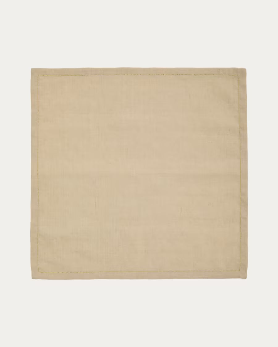 Set di tovaglioli Oreti in cotone e lino beige con dettaglio in lurex oro