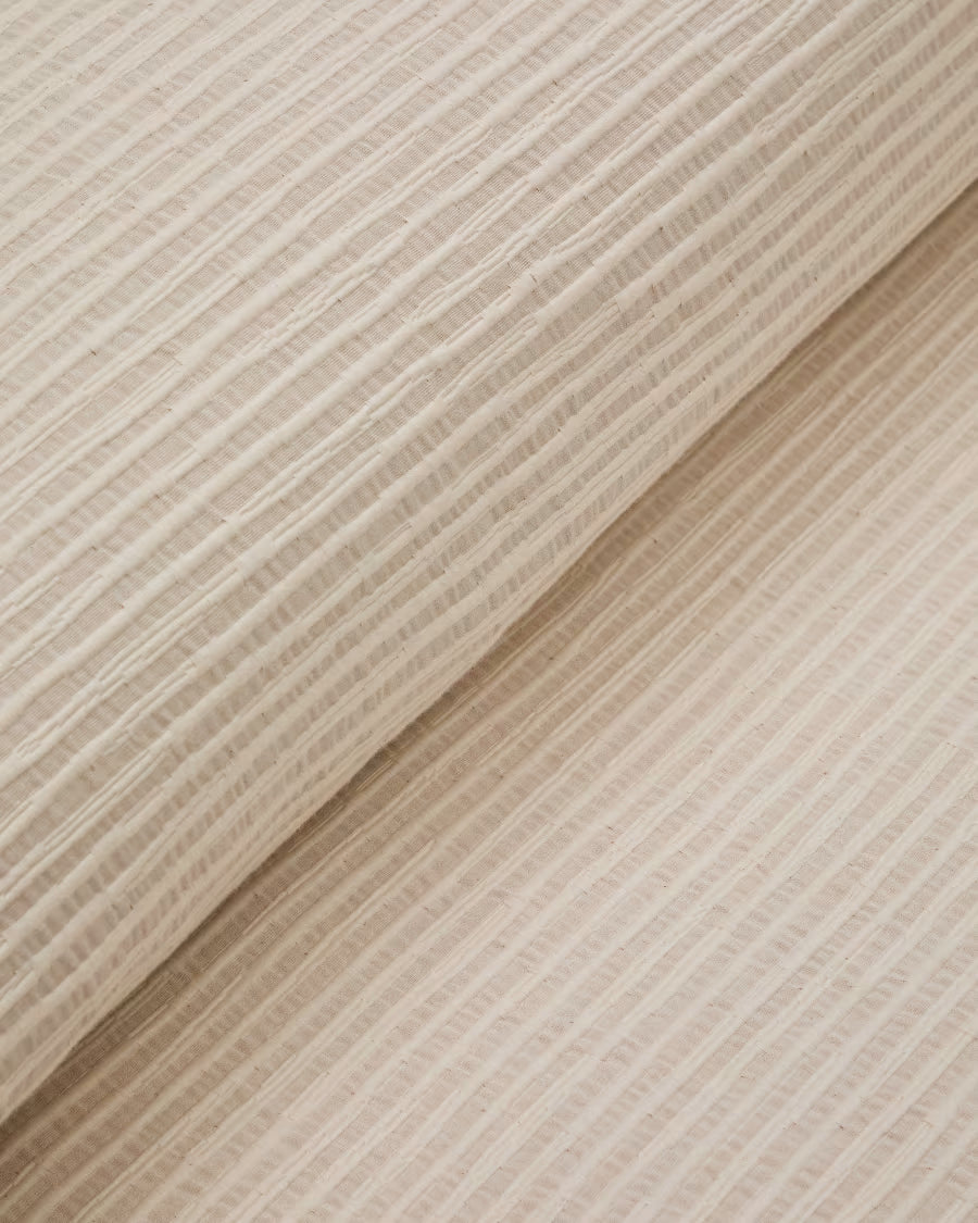 Copriletto Vindi 100% cotone ecrù con righe fantasia per letto 90/135 cm