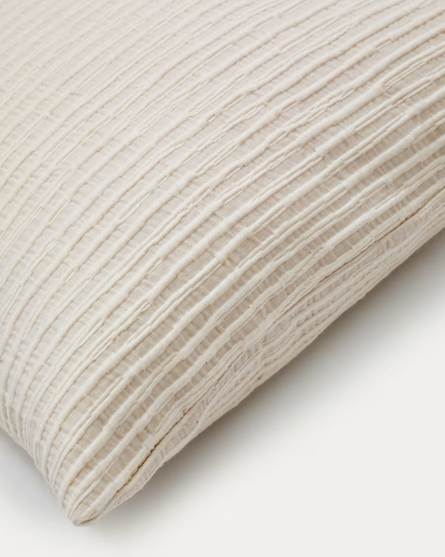 Set Vindi di 2 copricuscini 100% cotone ecrù con fantasia a righe 50 x 50 cm