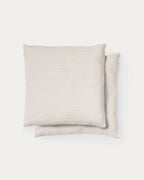 Set Vindi di 2 copricuscini 100% cotone ecrù con fantasia a righe 50 x 50 cm