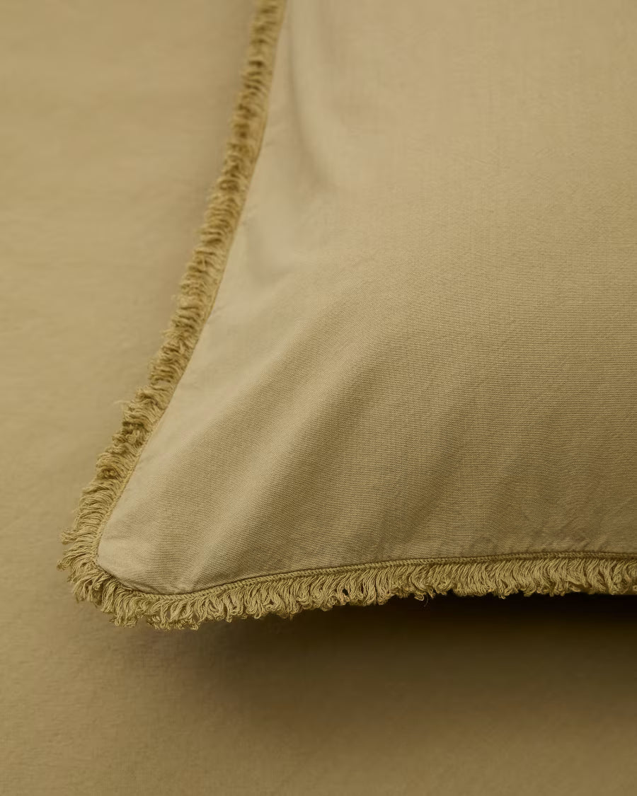 Set copripiumino e federa Sifinia 100% cotone percalle con frange verde letto 150 cm