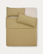 Set copripiumino e federa Sifinia 100% cotone percalle con frange verde letto 180 cm