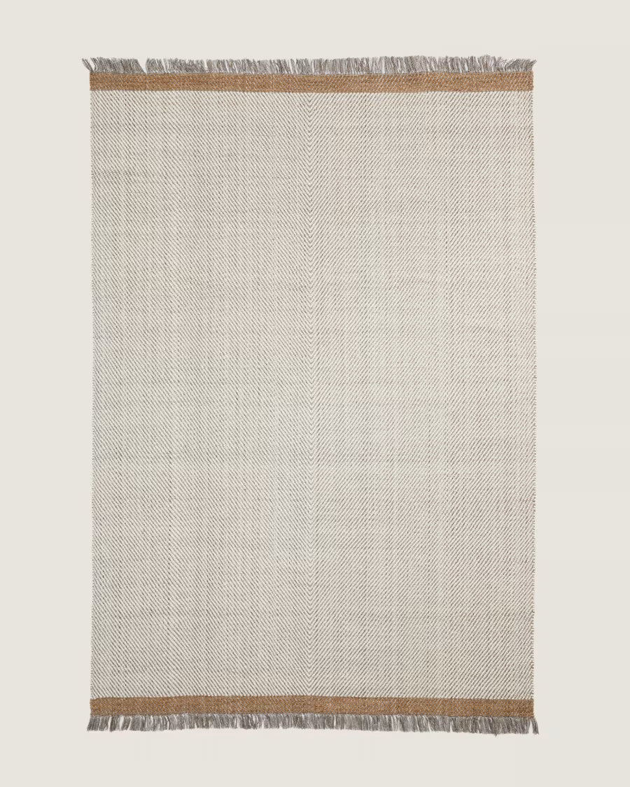 Tappeto Brina in lana jacquard a spina di pesce beige 300 x 200 cm