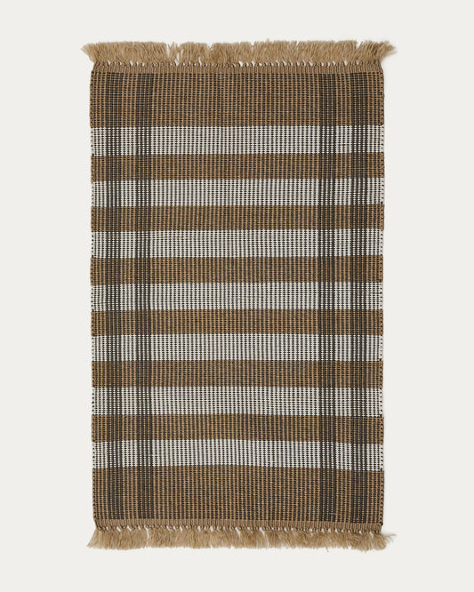 Tappeto Barani in fibre sintetiche marrone e beige 60 x 90 cm