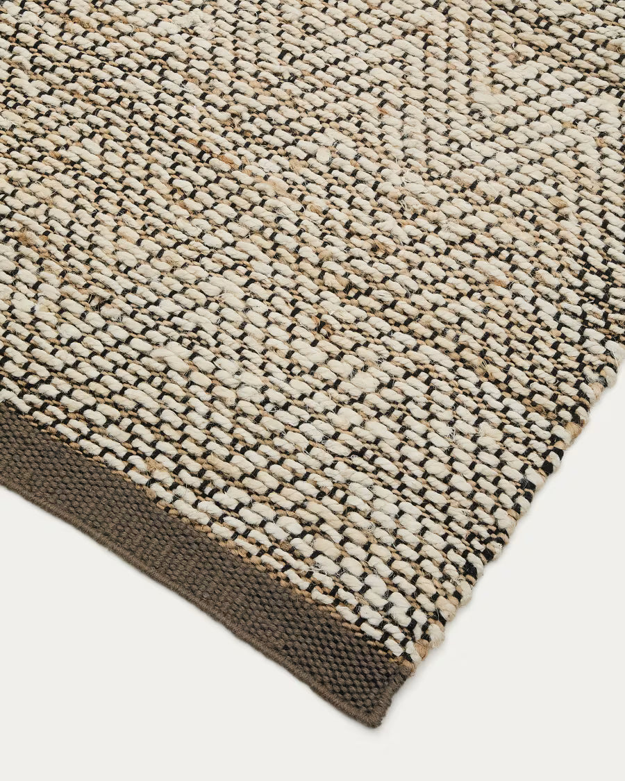 Passatoia Arpe in jacquard di iuta beige 70 x 140 cm