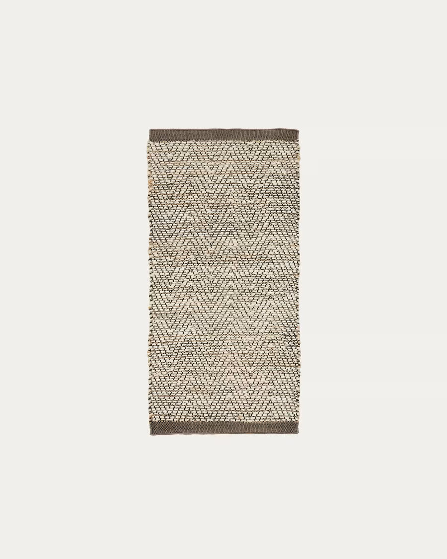 Passatoia Arpe in jacquard di iuta beige 70 x 140 cm